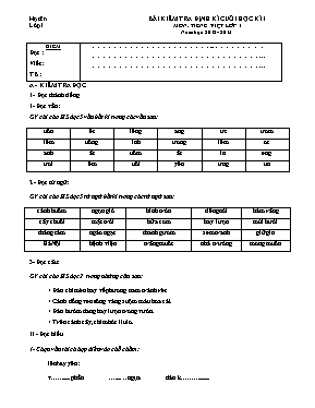2 Đề kiểm tra định kỳ cuối học kỳ I môn Tiếng Việt Lớp 1 - Năm học 2013-2014 - Trường Tiểu học Toàn Thắng